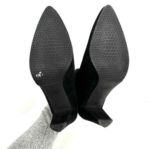 Stuart Weitzman Black Suede Leather Scoop Chelsea Ankle Boots Size 6.5 - Picture 11 of 16